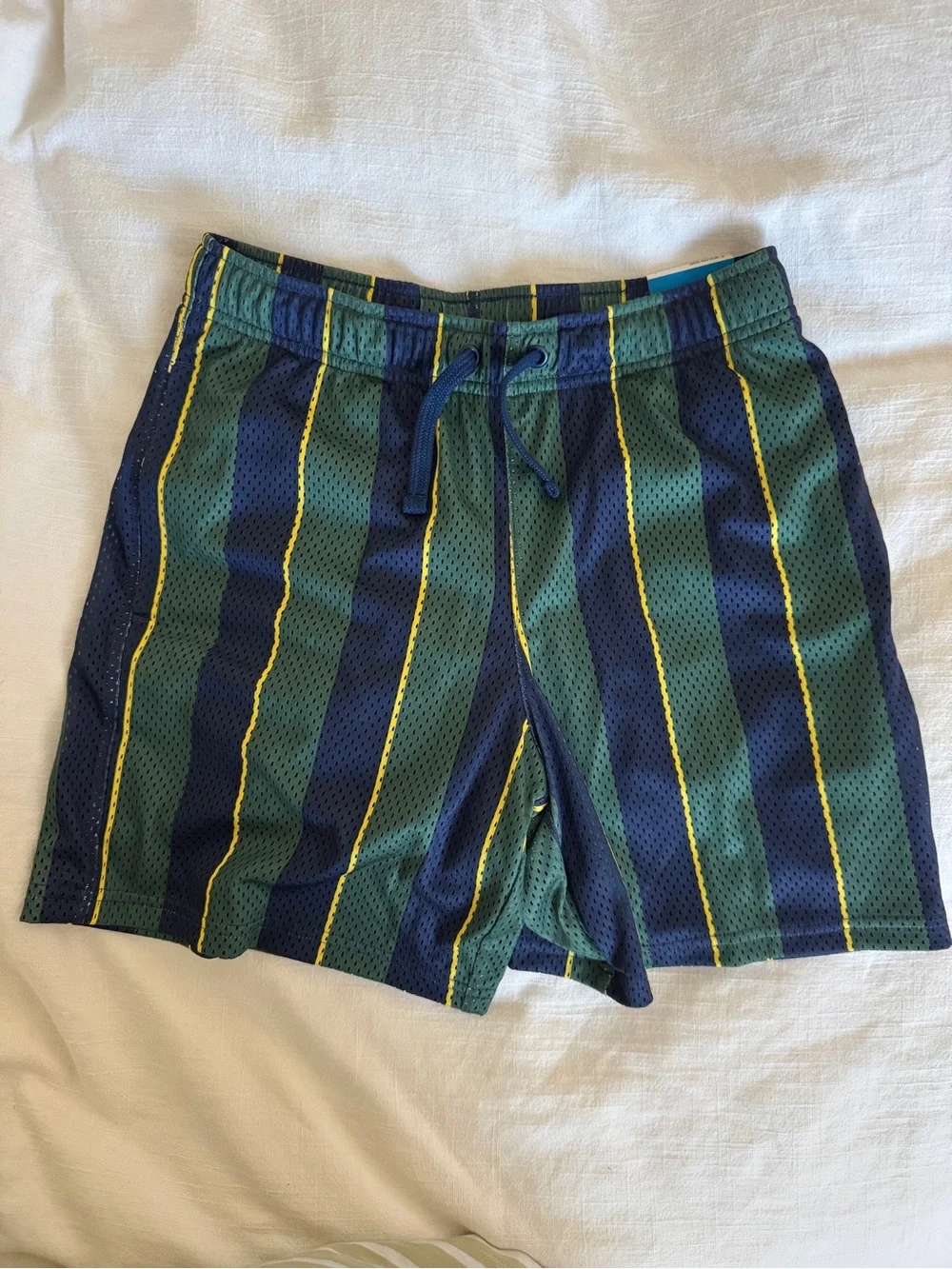 DSG Boys striped Mesh Gym Shorts in Green Navy size L NWT